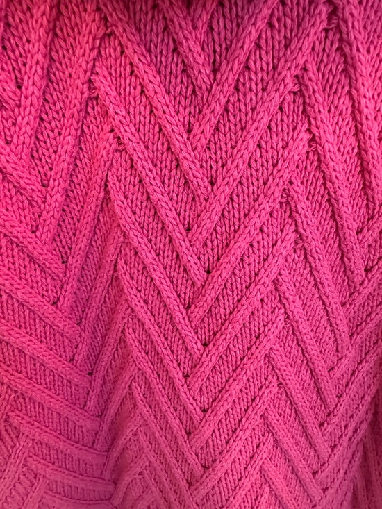 Talbots Dark Pink Cowl Neck Sweater; Chevron Knit, Size Medium Petite - Picture 3 of 6